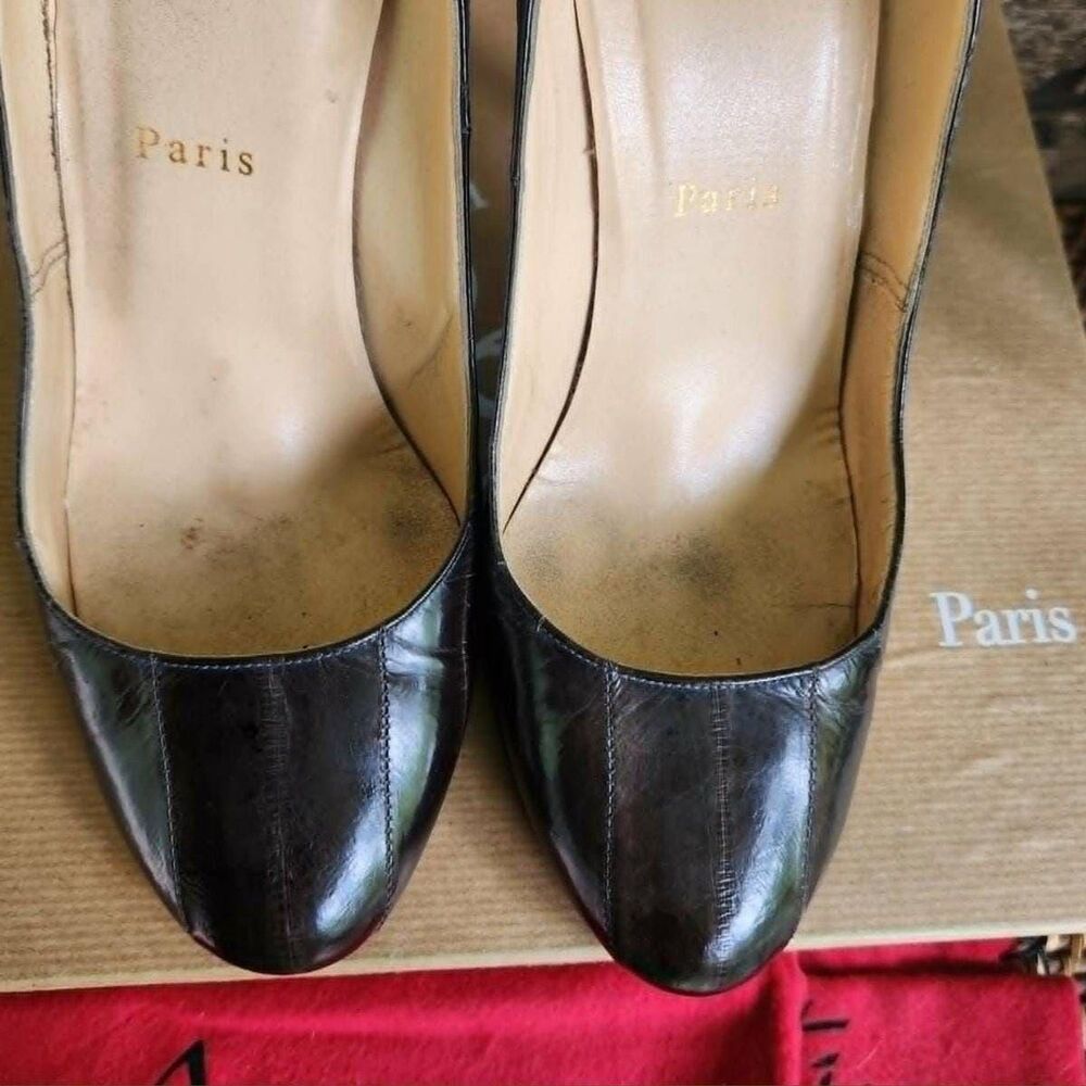 Louboutin Pumps Brown Leather Christian Louboutin Red Bottoms 38.5 Paris Chic - Picture 9 of 16
